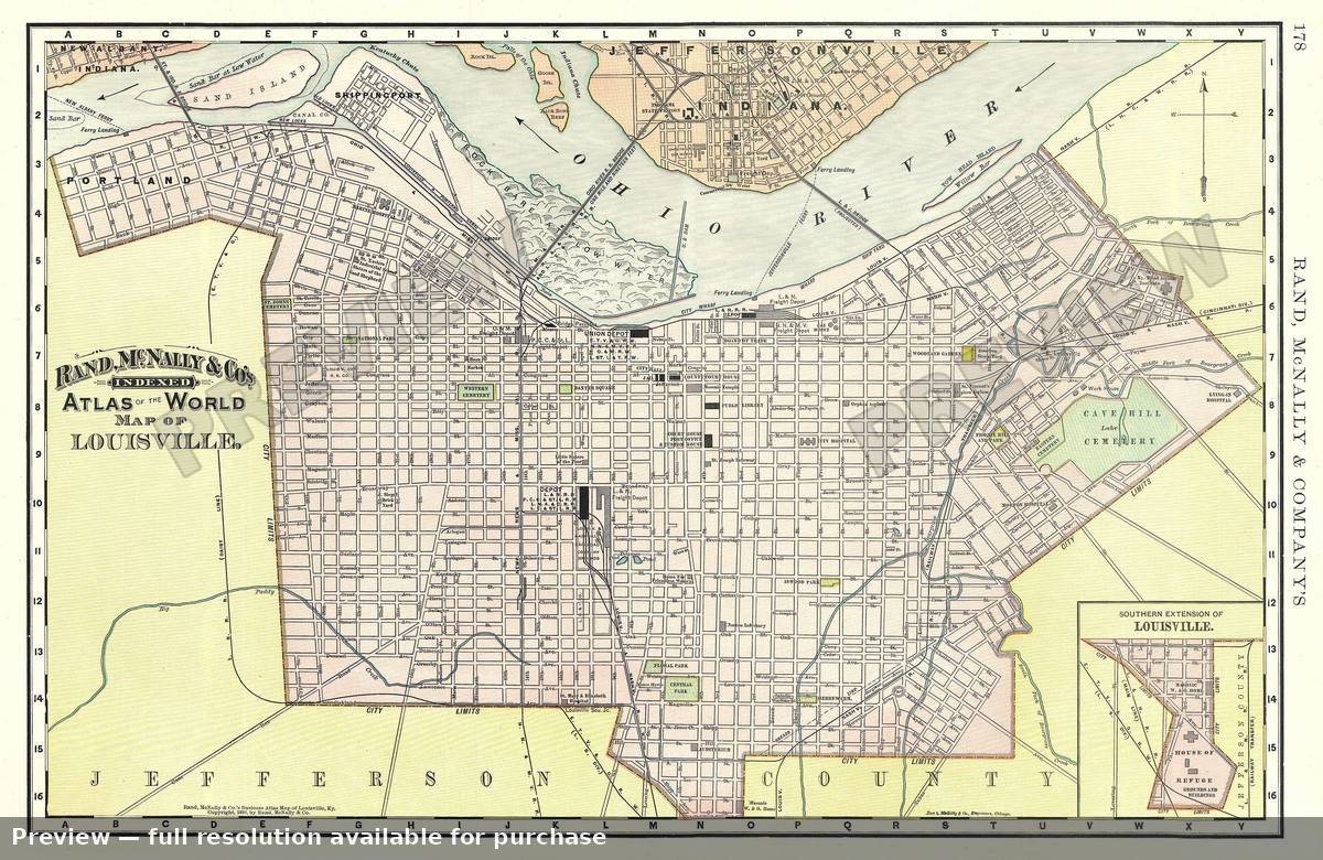 Antique map: Louisville, 1893