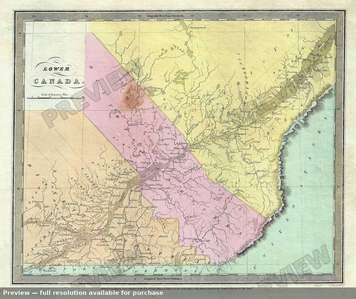 Antique map: Lower Canada, 1835