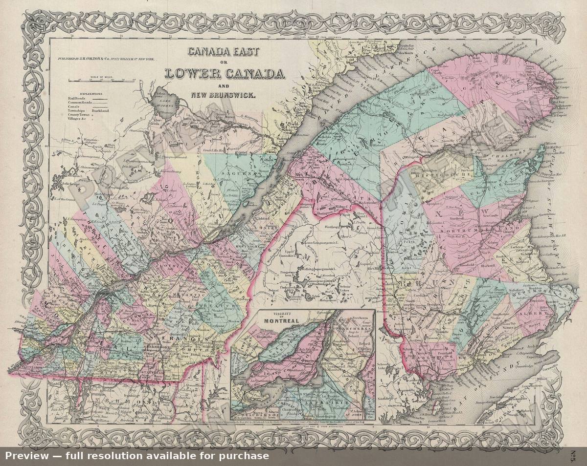 Antique map: Lower Canada, 1856, 1856