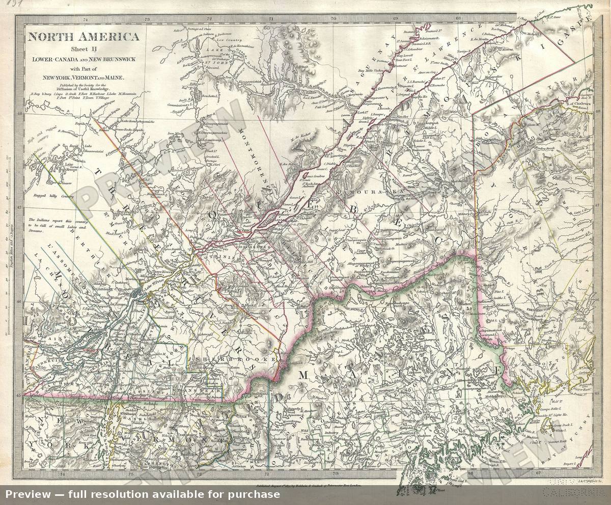 Antique map: Lower Canada, 1844, 1844
