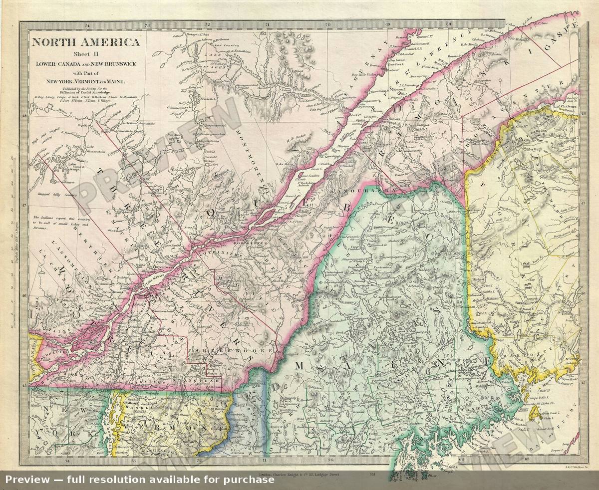 Antique map: Lower Canada, 1848, 1848