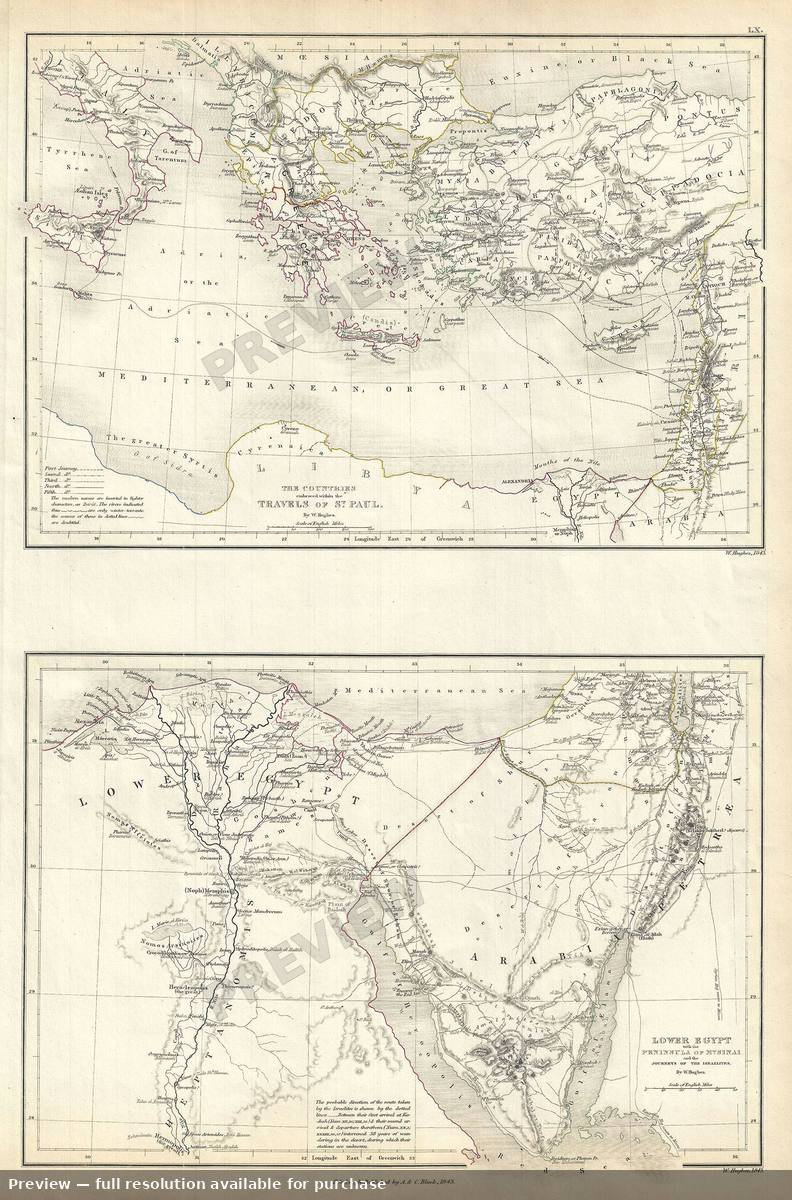 Antique map: Lower Egypt St Paul, 1844