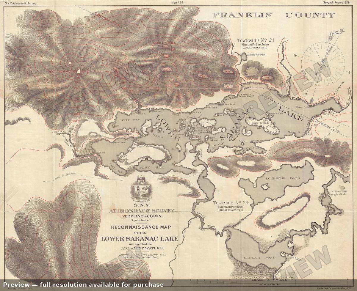 Antique map: Lower Saranac River, 1879, 1879