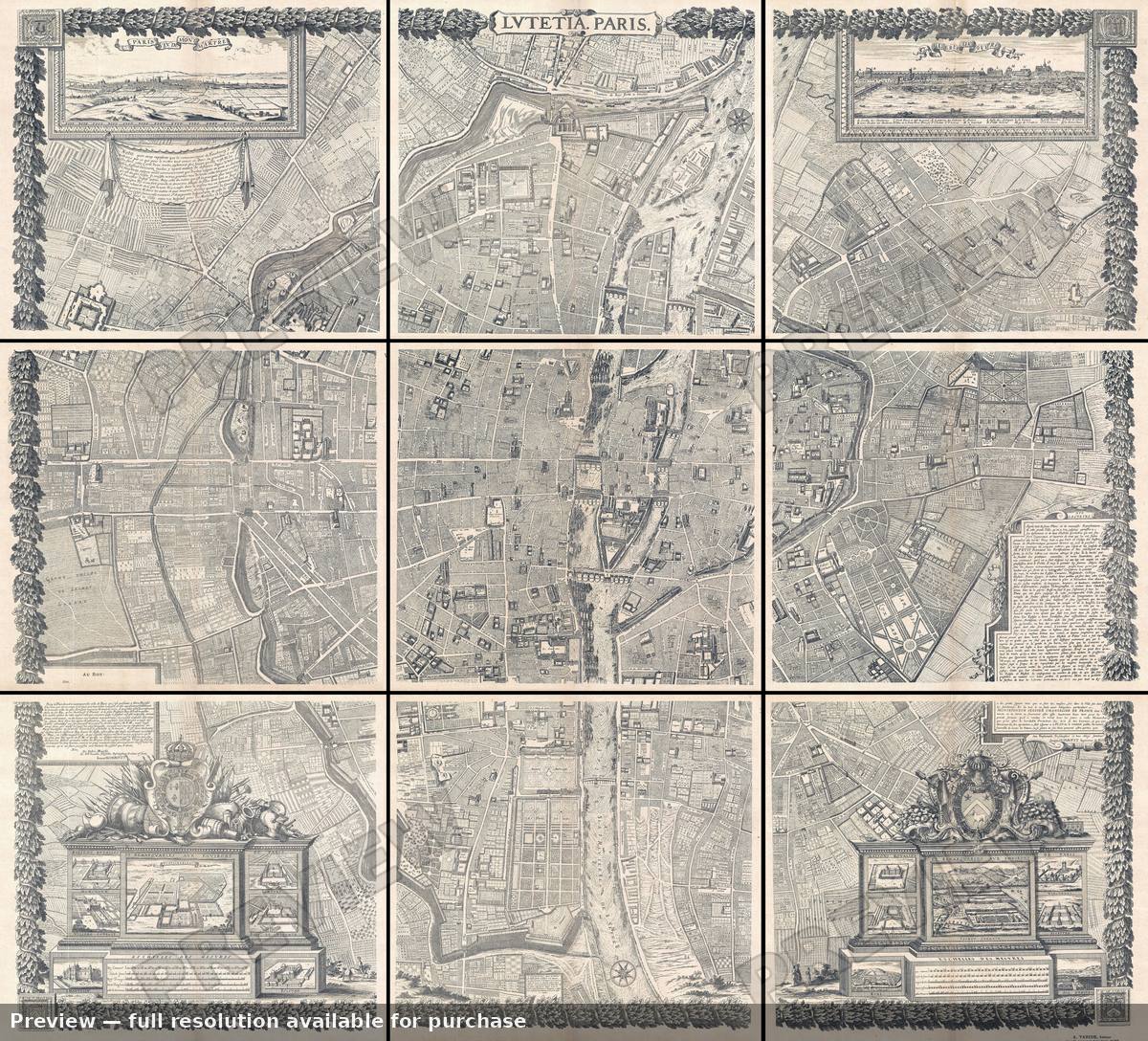 Antique map: Lutetia Paris, 1900