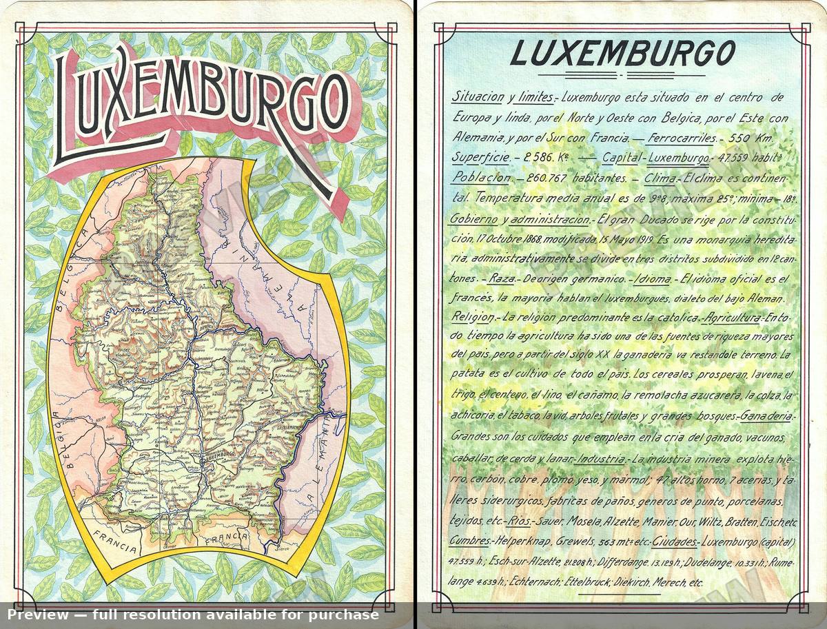Antique map: Luxemburgo, 1939
