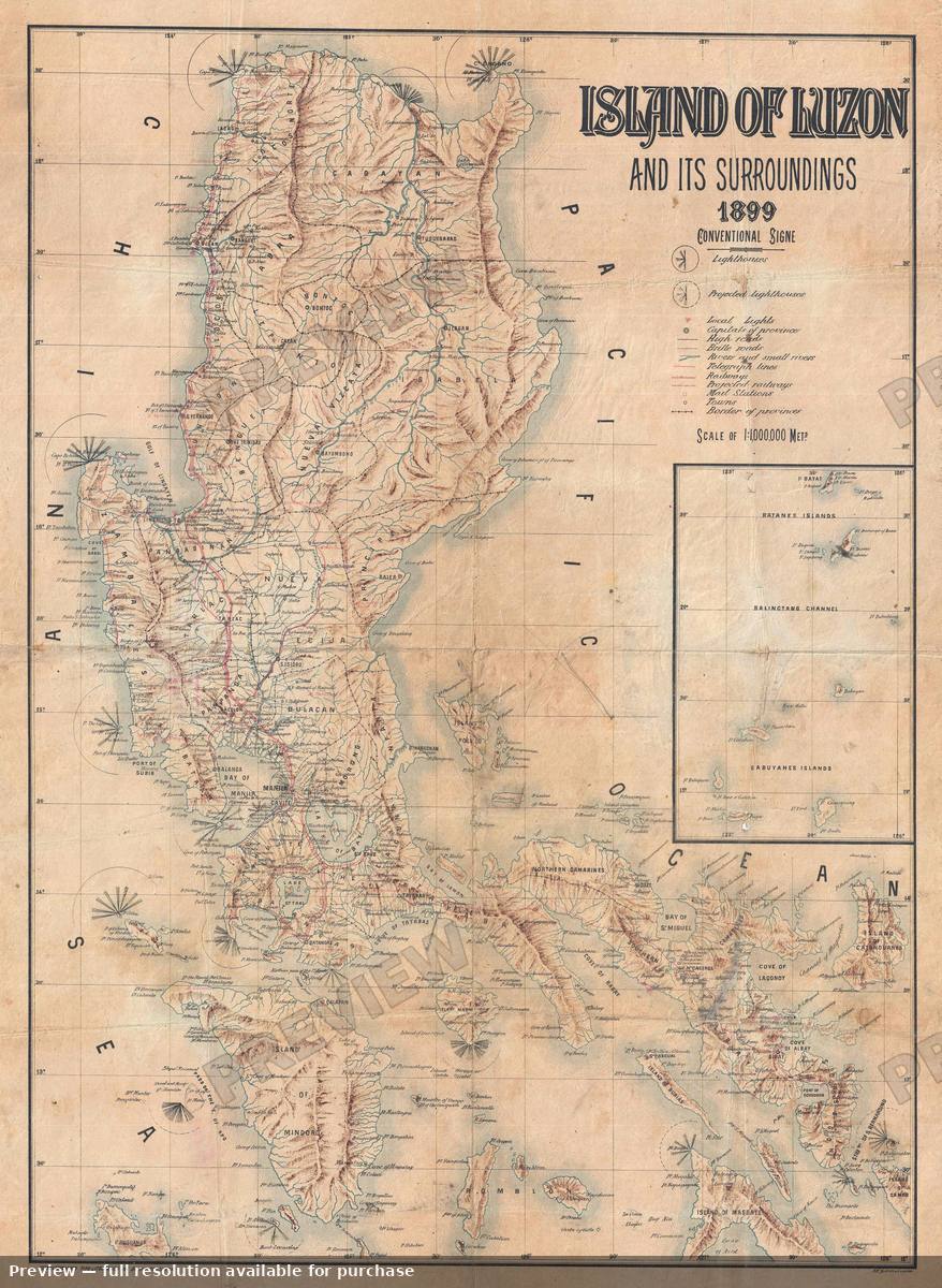 Antique map: Luzon Philippines, 1899, 1899