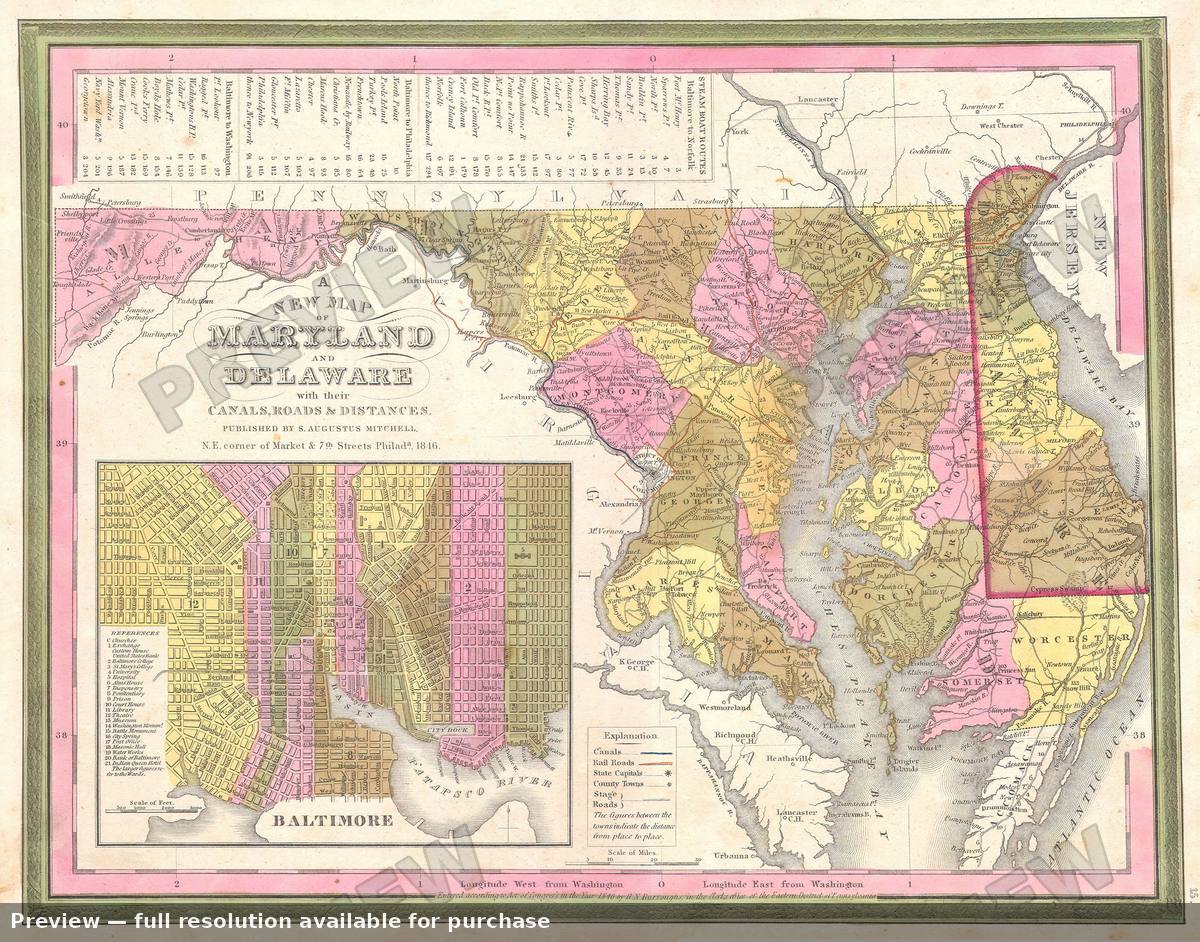Antique map: MD, 1846, 1846