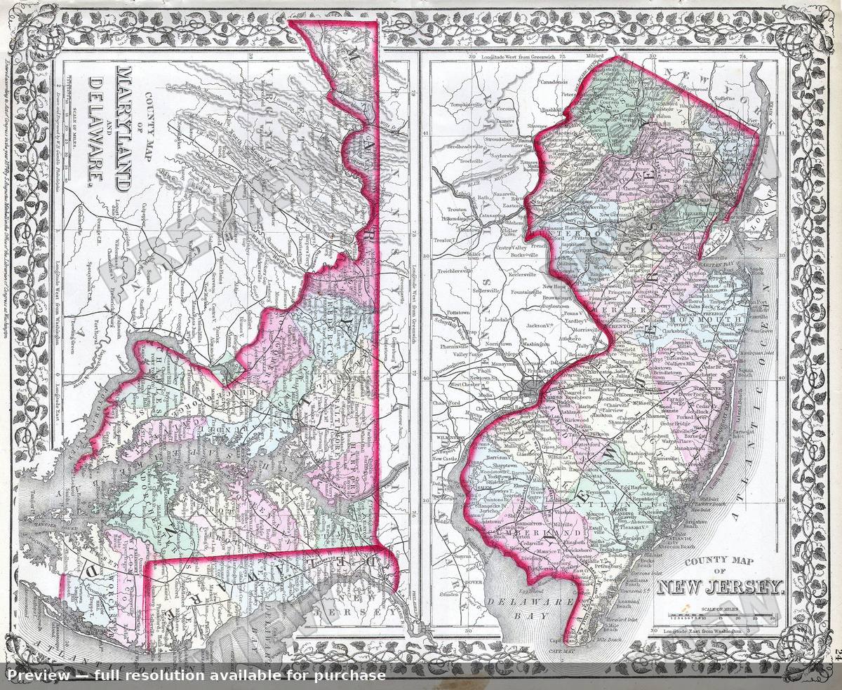 Antique map: MDDENJ, 1874, 1874