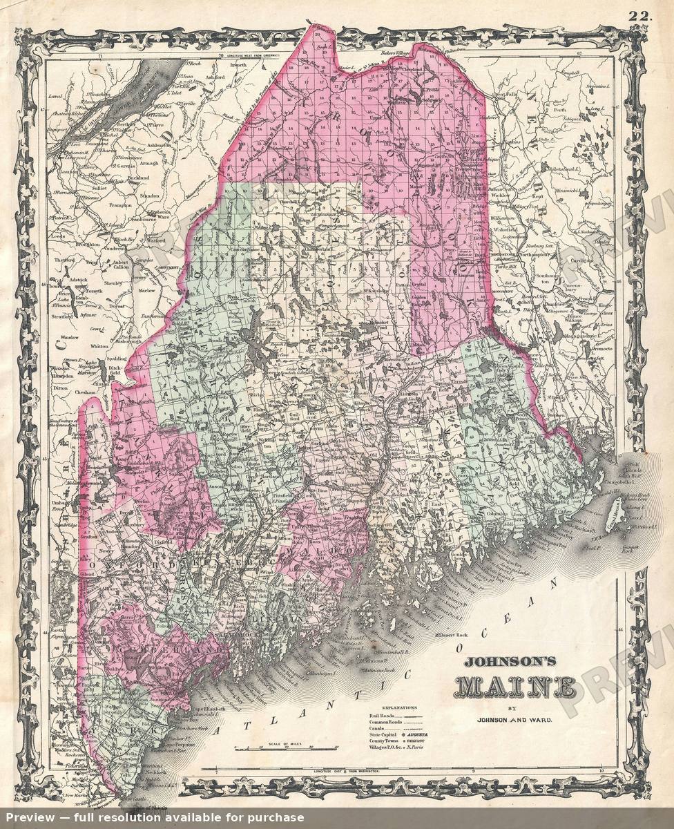 Antique map: ME, 1862, 1862