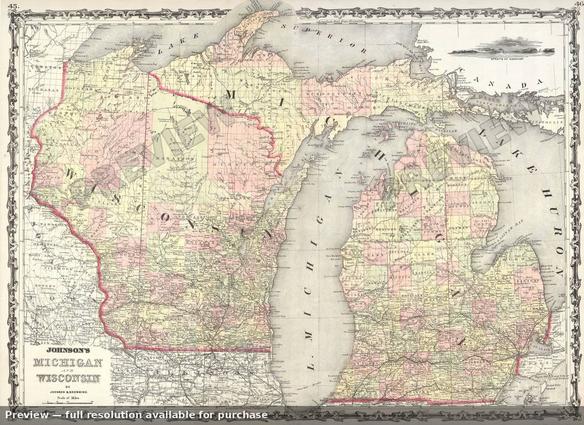 Antique map: MIWI, 1862