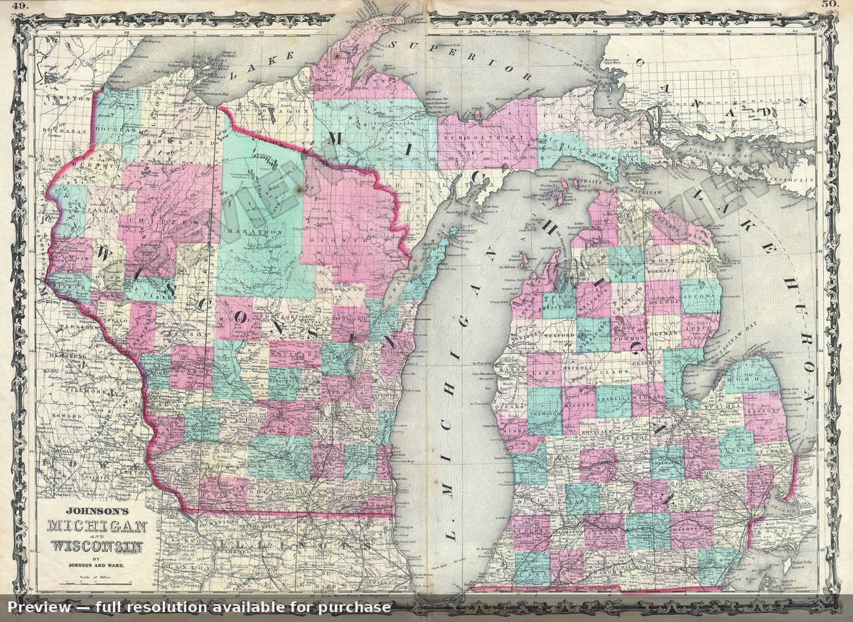 Antique map: MIWI, 1862, 1862