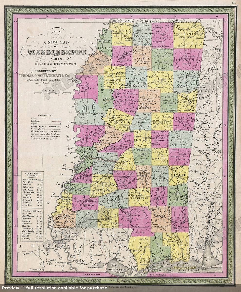 Antique map: MS, 1850, 1850