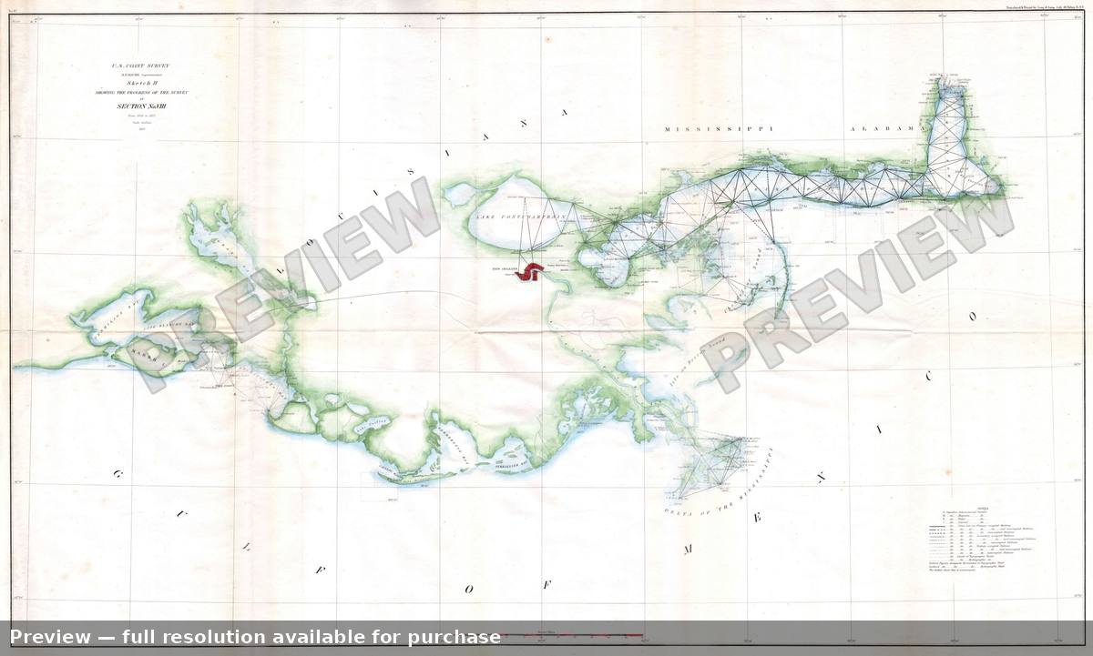 Antique map: MSLA Coast, 1857, 1857