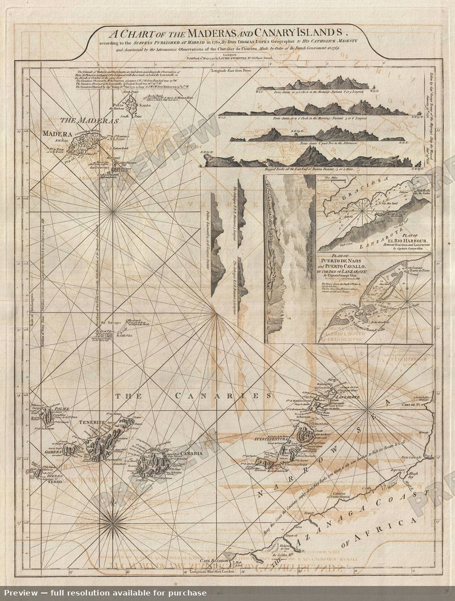 Antique map: Madeira Canary, 1794