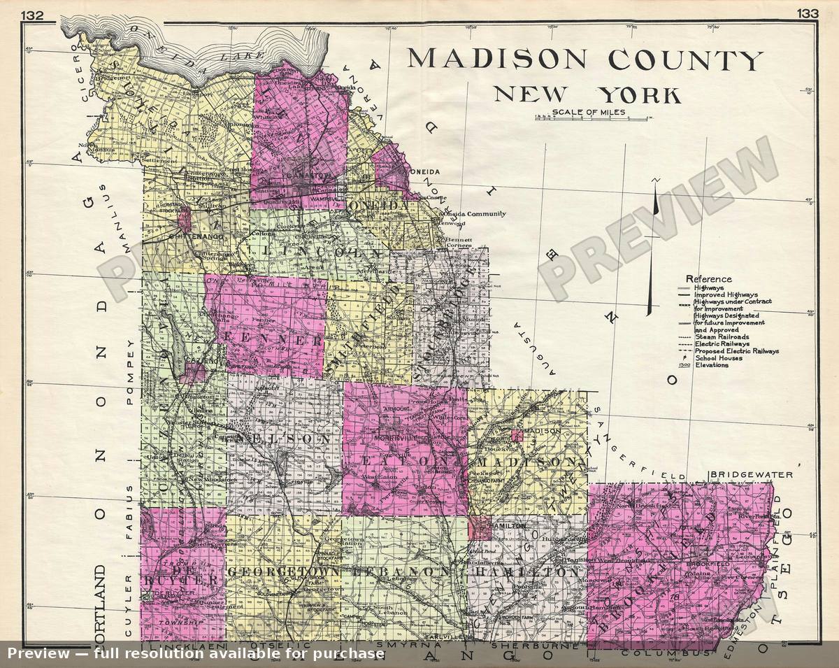 Antique map: Madison County NY, 1912, 1912