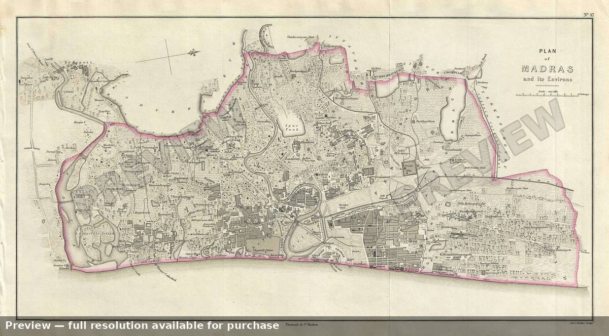 Antique map: Madras, 1854, 1854
