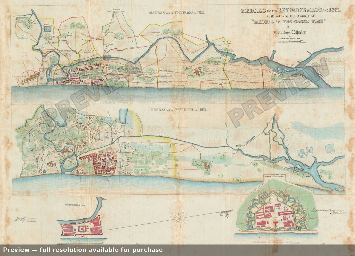 Antique map: Madras, 1861, 1861