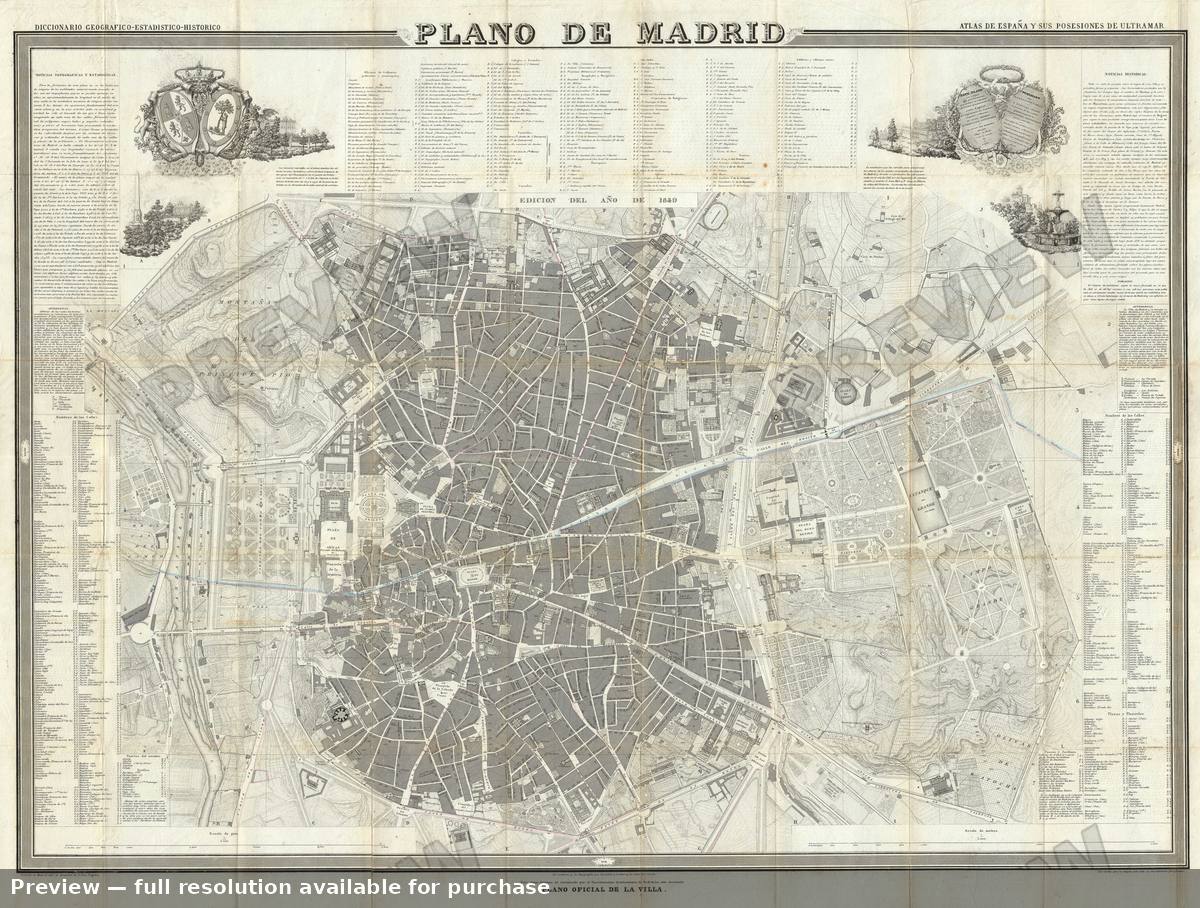 Antique map: Madrid, 1849