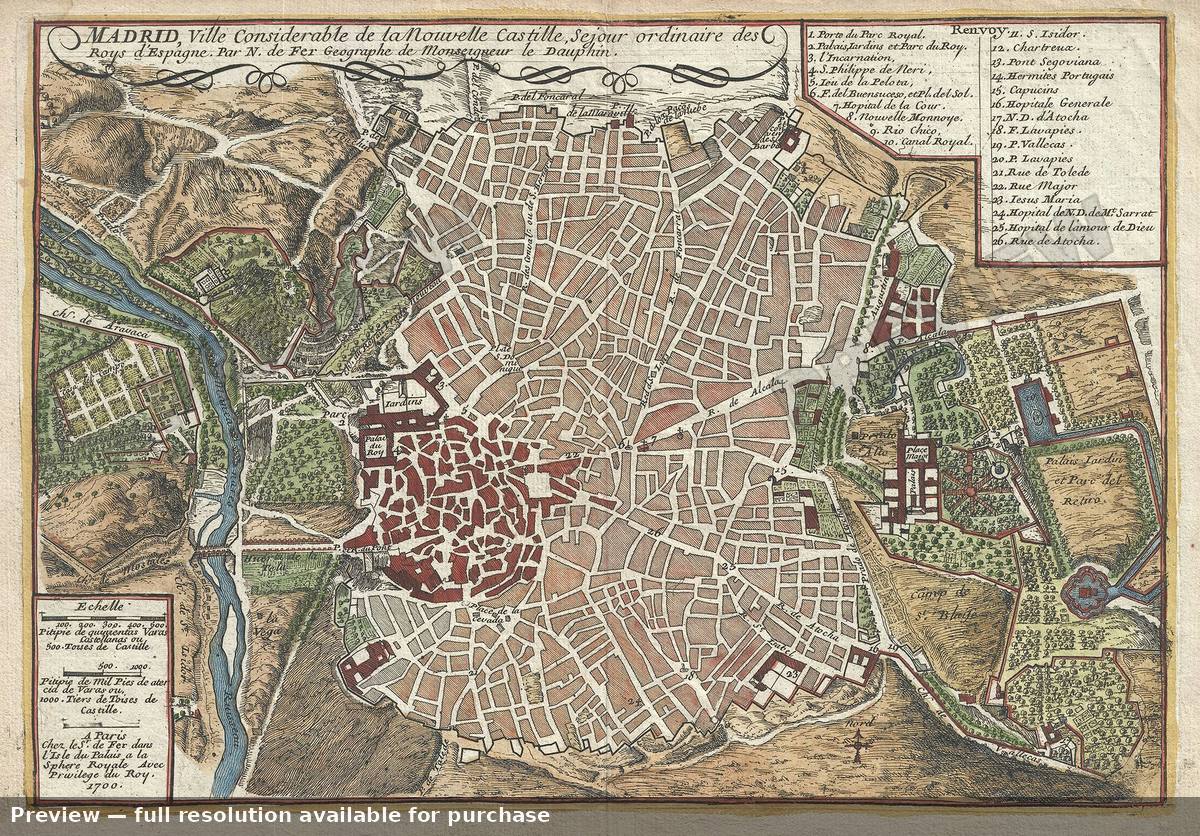 Antique map: Madrid, 1700