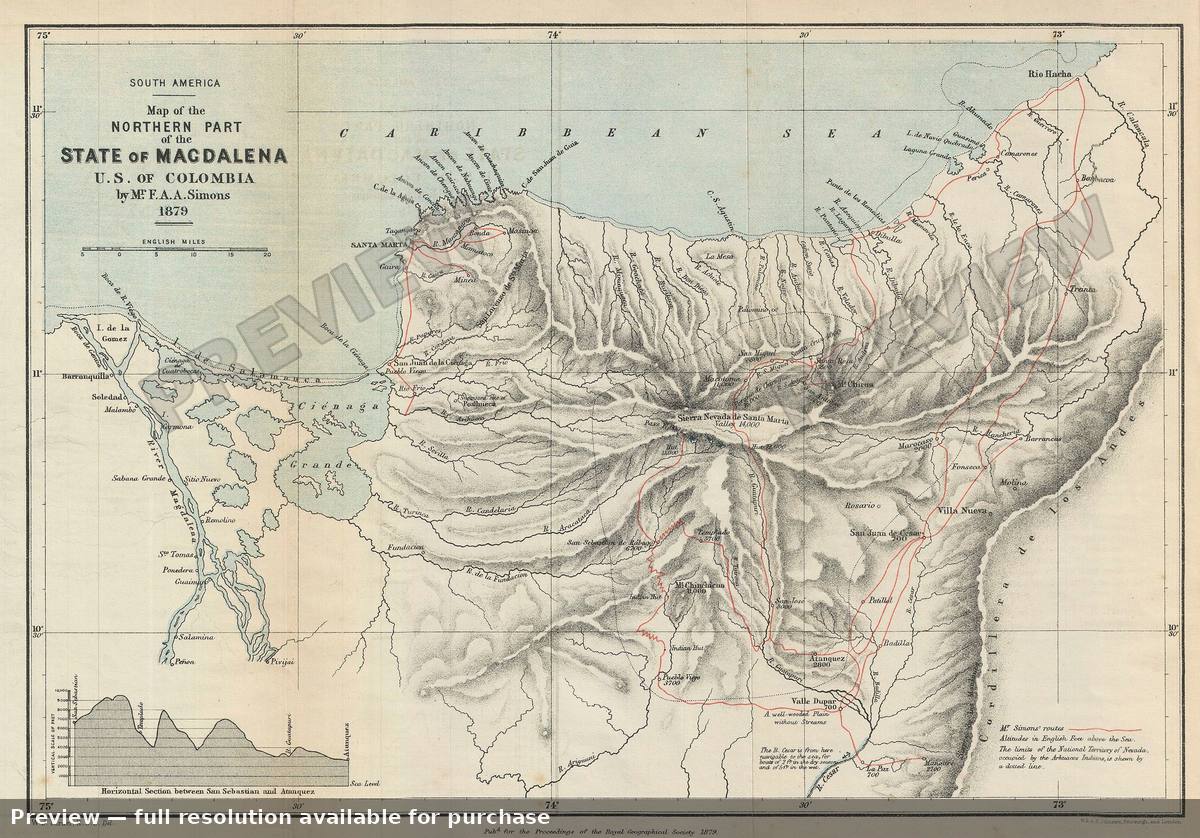Antique map: Magdalena, 1879, 1879