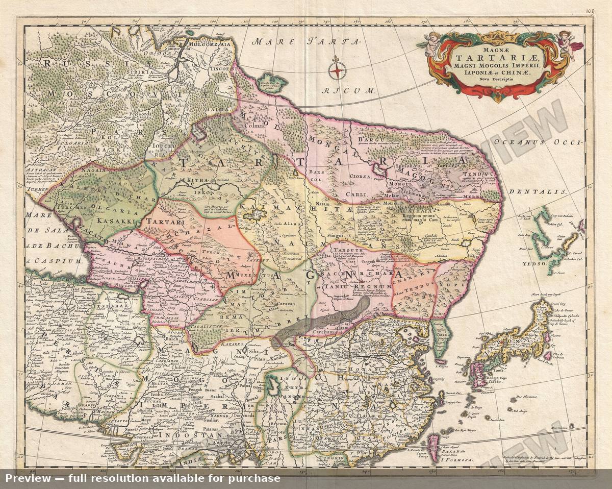 Antique map: Magna Tartariae, 1680