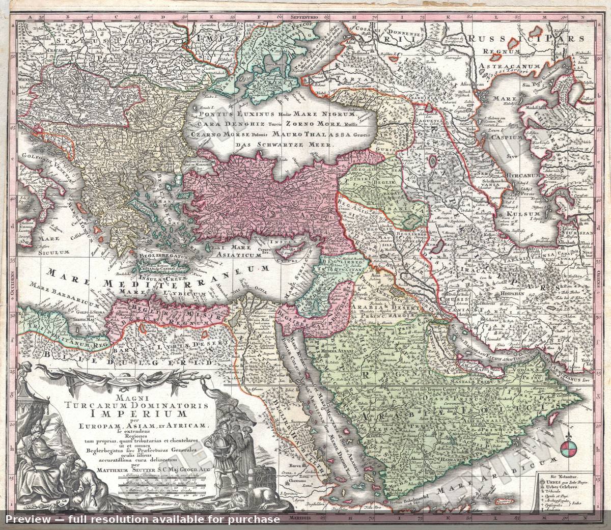 Antique map: Magni Turcarum, 1740