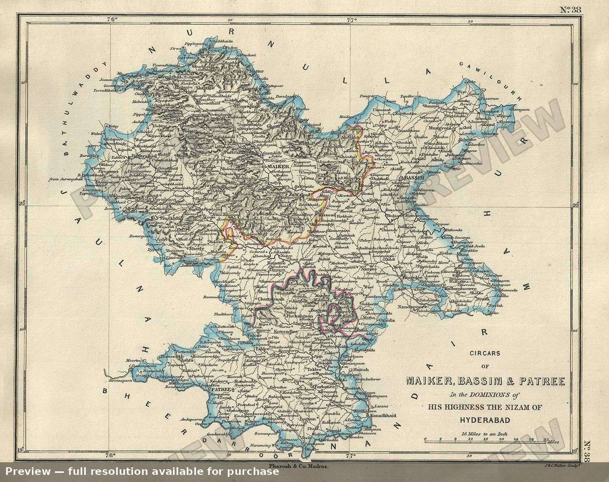 Antique map: Maiker Bassim, 1854, 1854