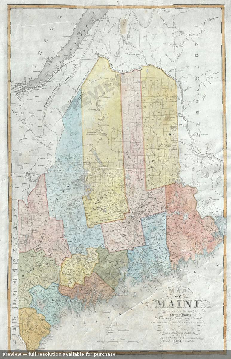 Antique map: Maine, 1843