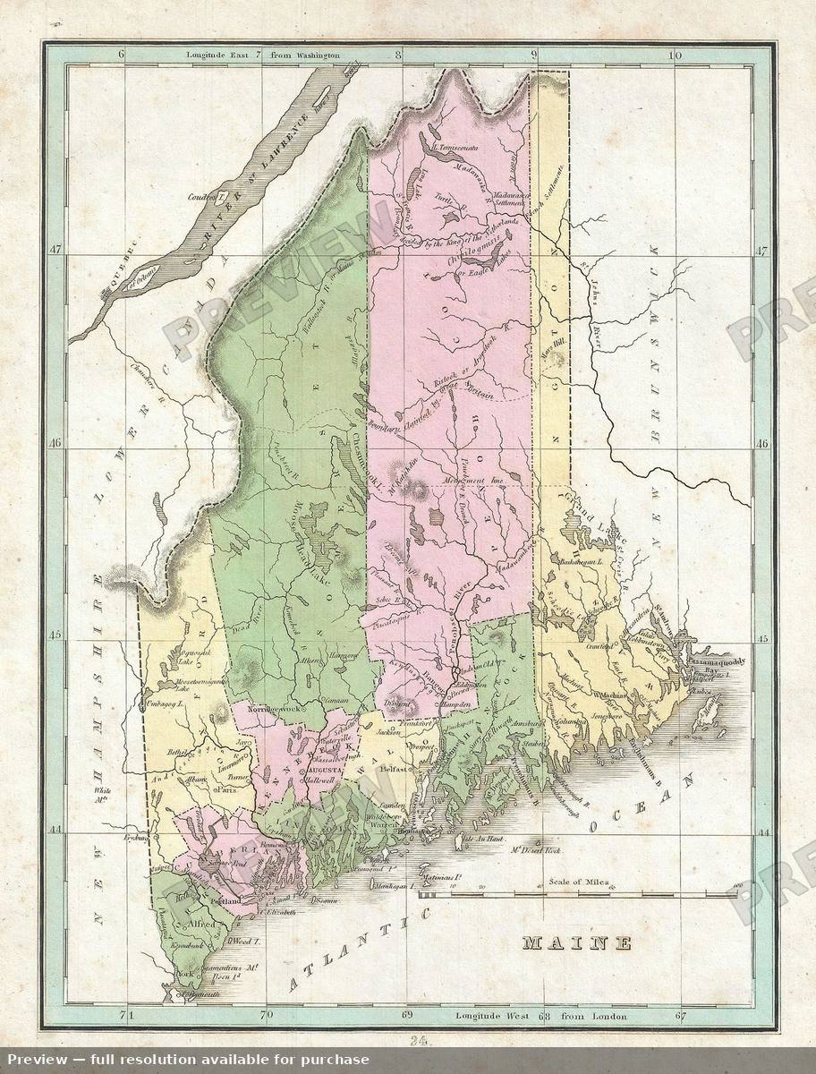 Antique map: Maine, 1835, 1835