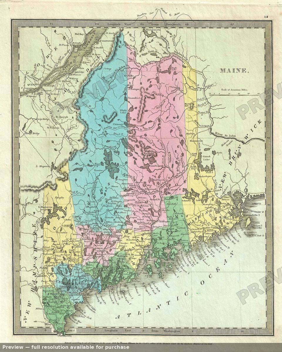 Antique map: Maine, 1835, 1835