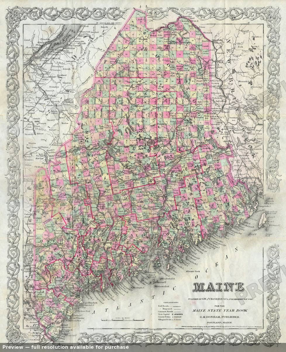 Antique map: Maine, 1894