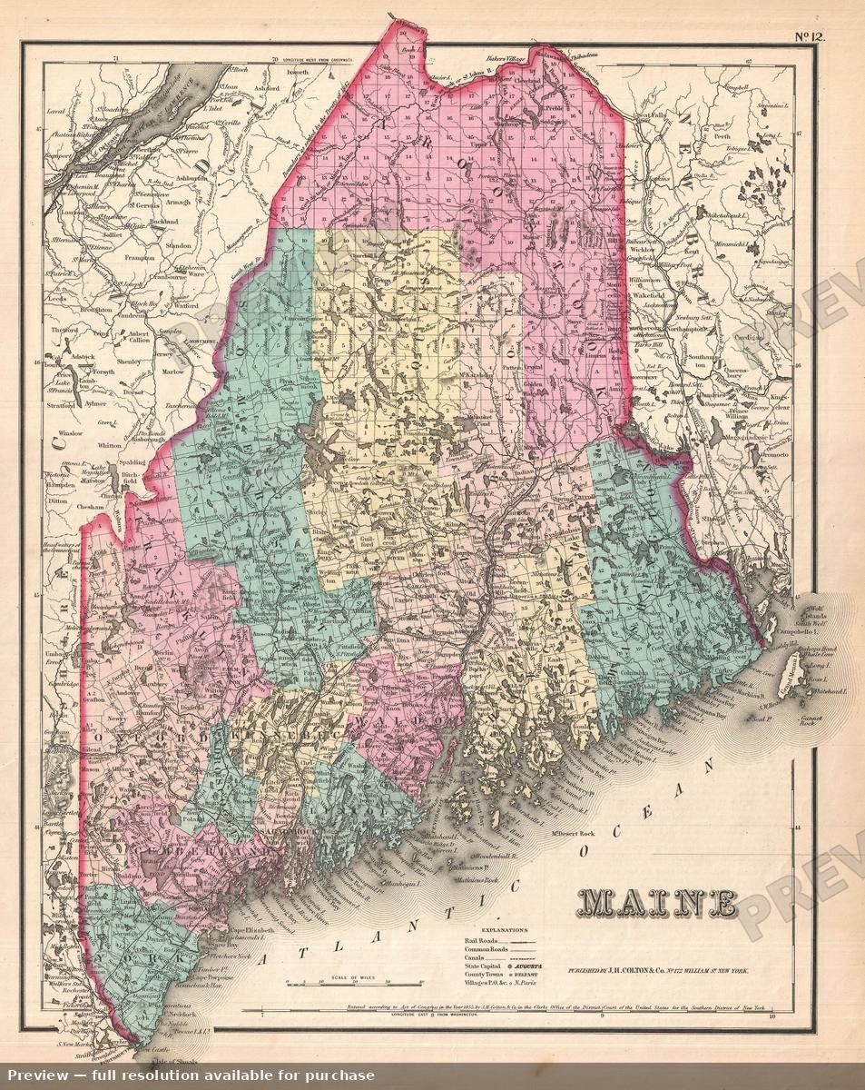 Antique map: Maine, 1857, 1857