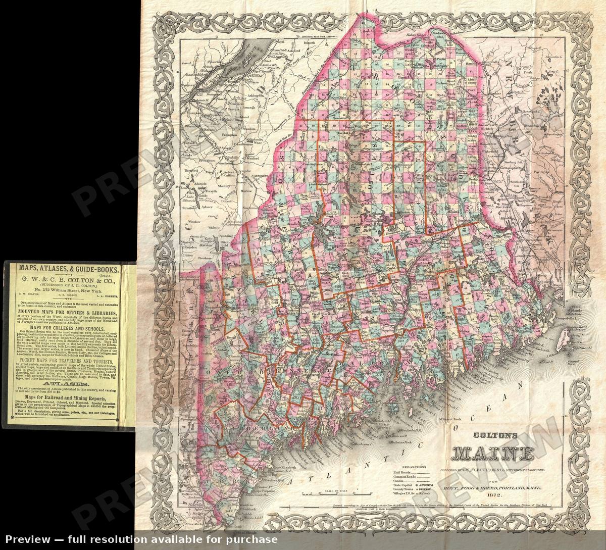 Antique map: Maine, 1872, 1872
