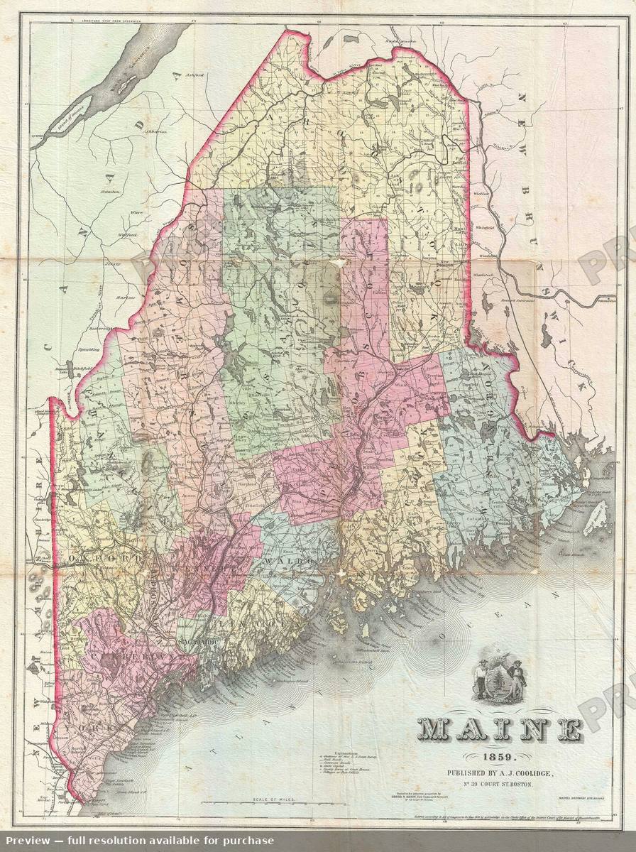 Antique map: Maine, 1859, 1859
