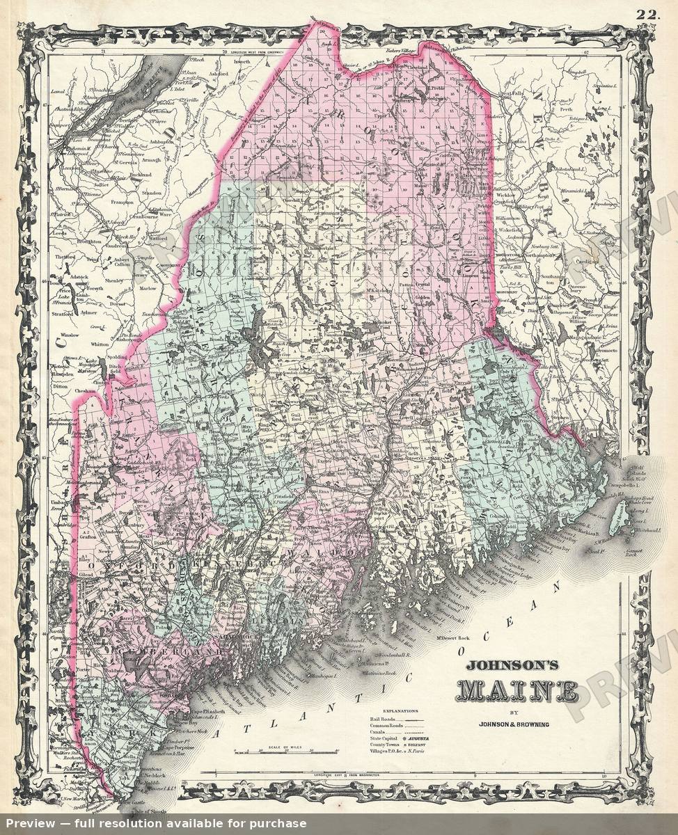 Antique map: Maine, 1861, 1861
