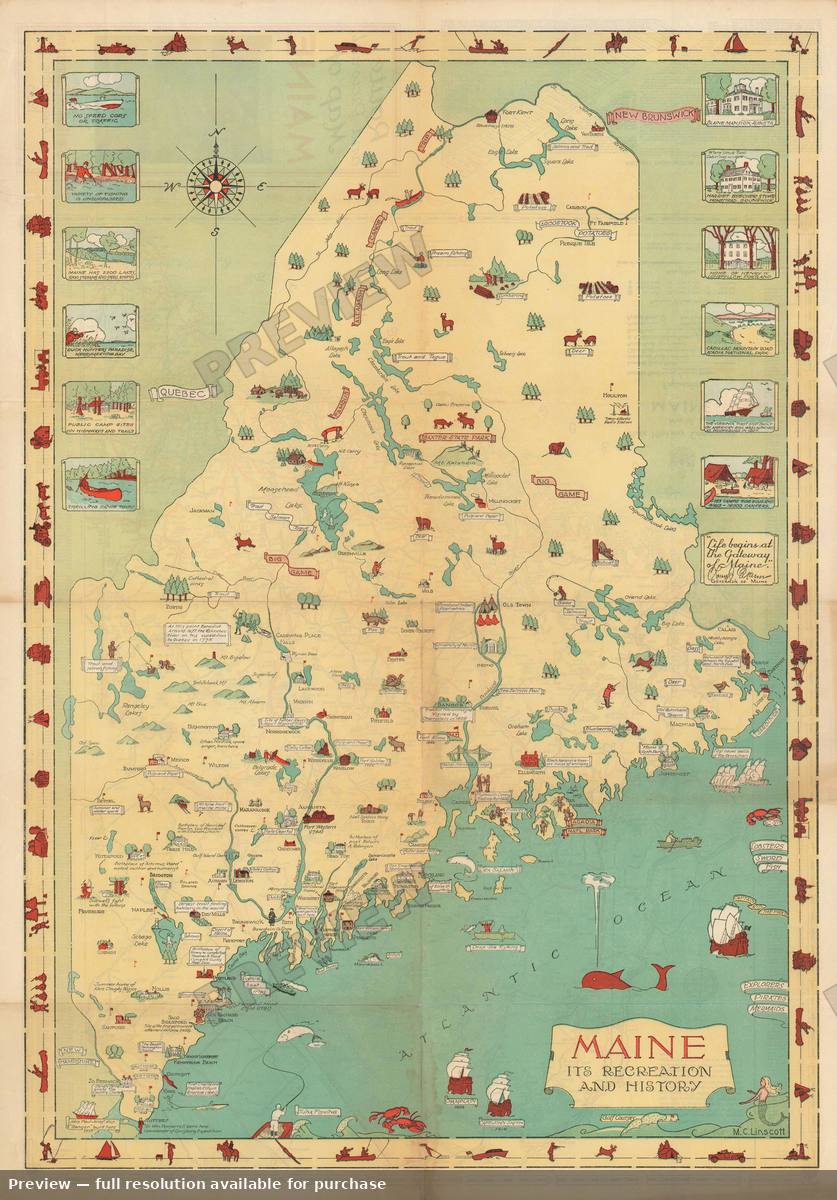 Antique map: Maine, 1935, 1935