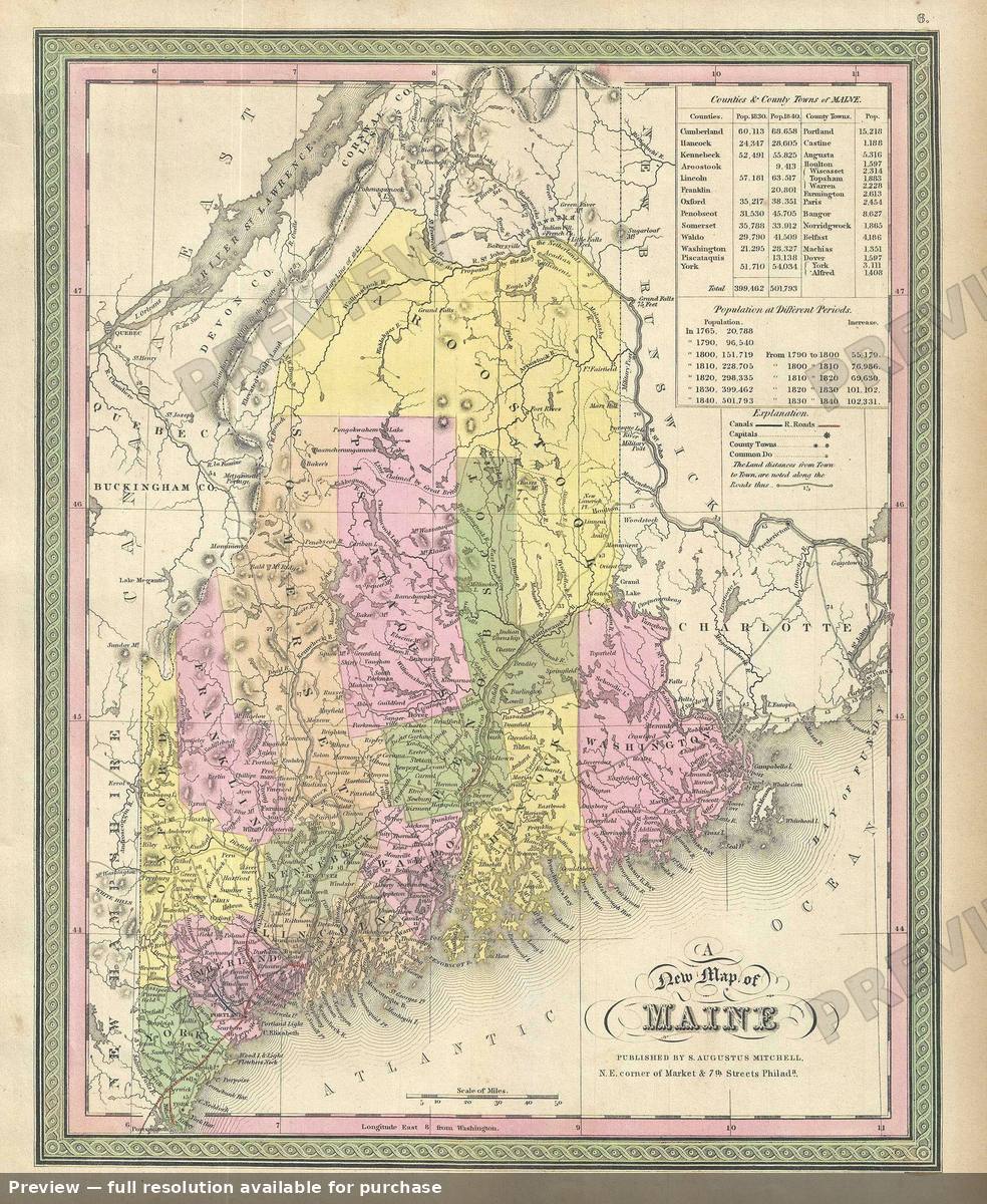 Antique map: Maine, 1849, 1849