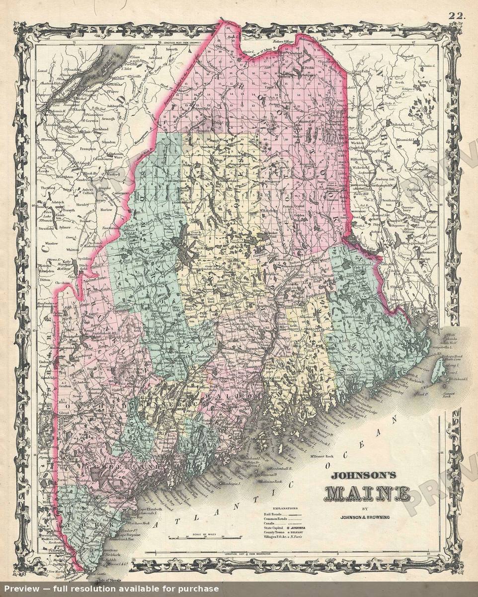 Antique map: Maine 2, 1861, 1861