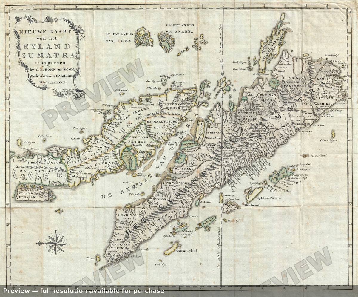 Antique map: Malaya Singapore Sumatra, 1783, 1783