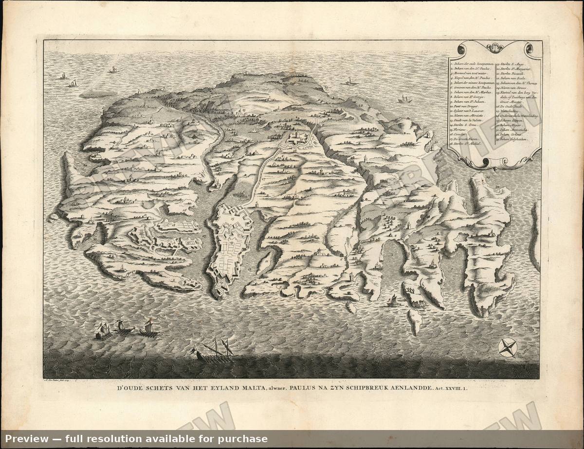 Antique map: Malta, 1729