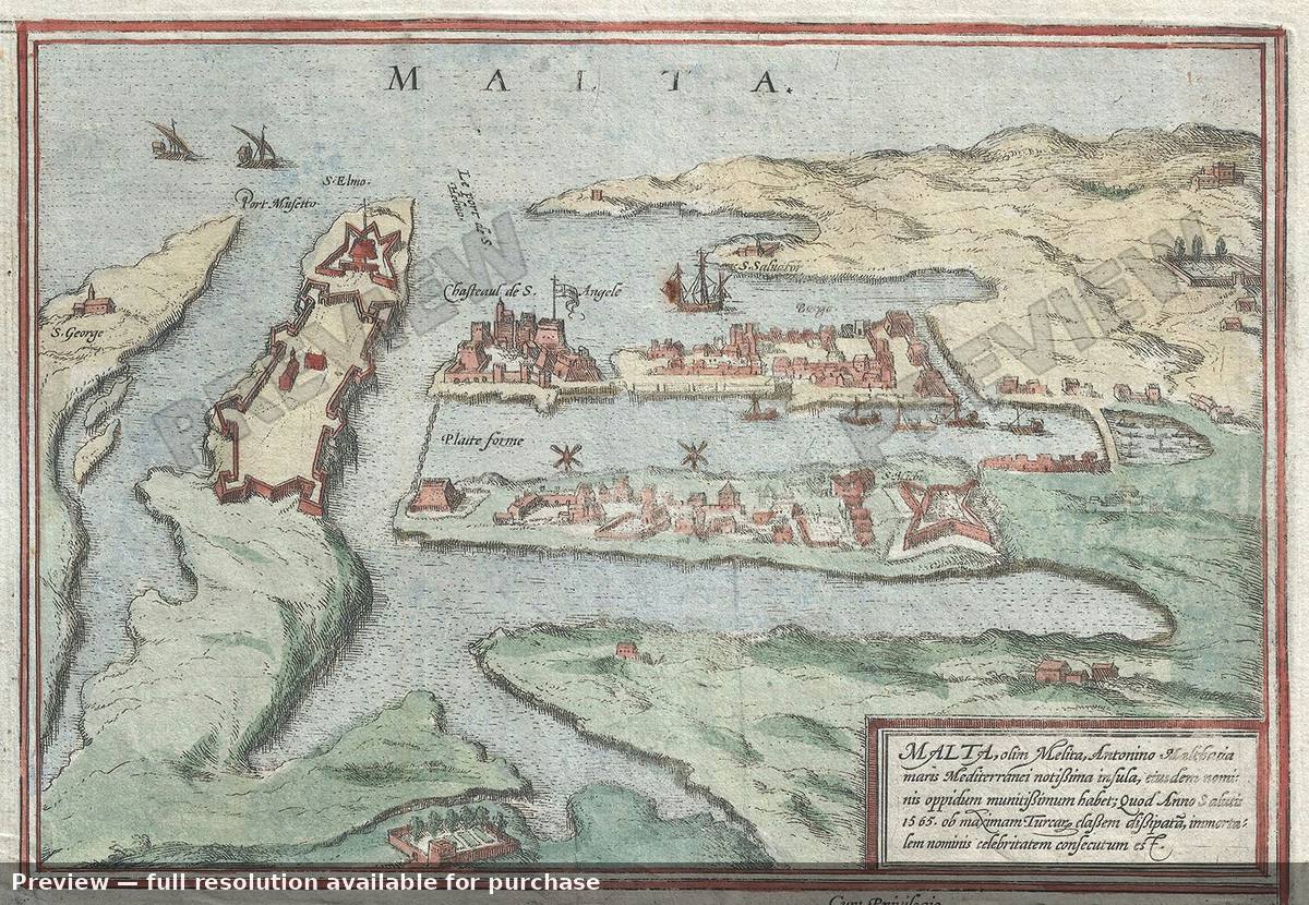 Antique map: Malta, 1595