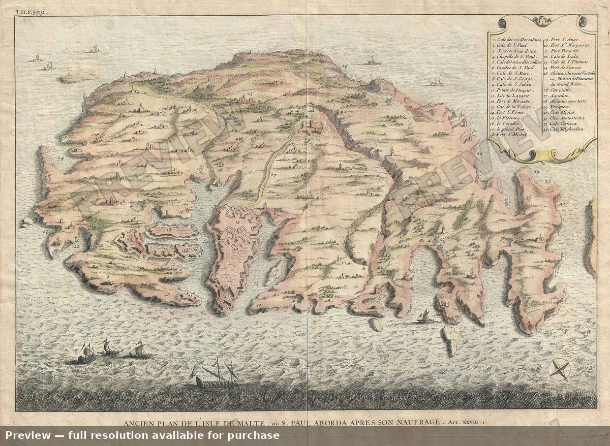 Antique map: Malta 2, 1729