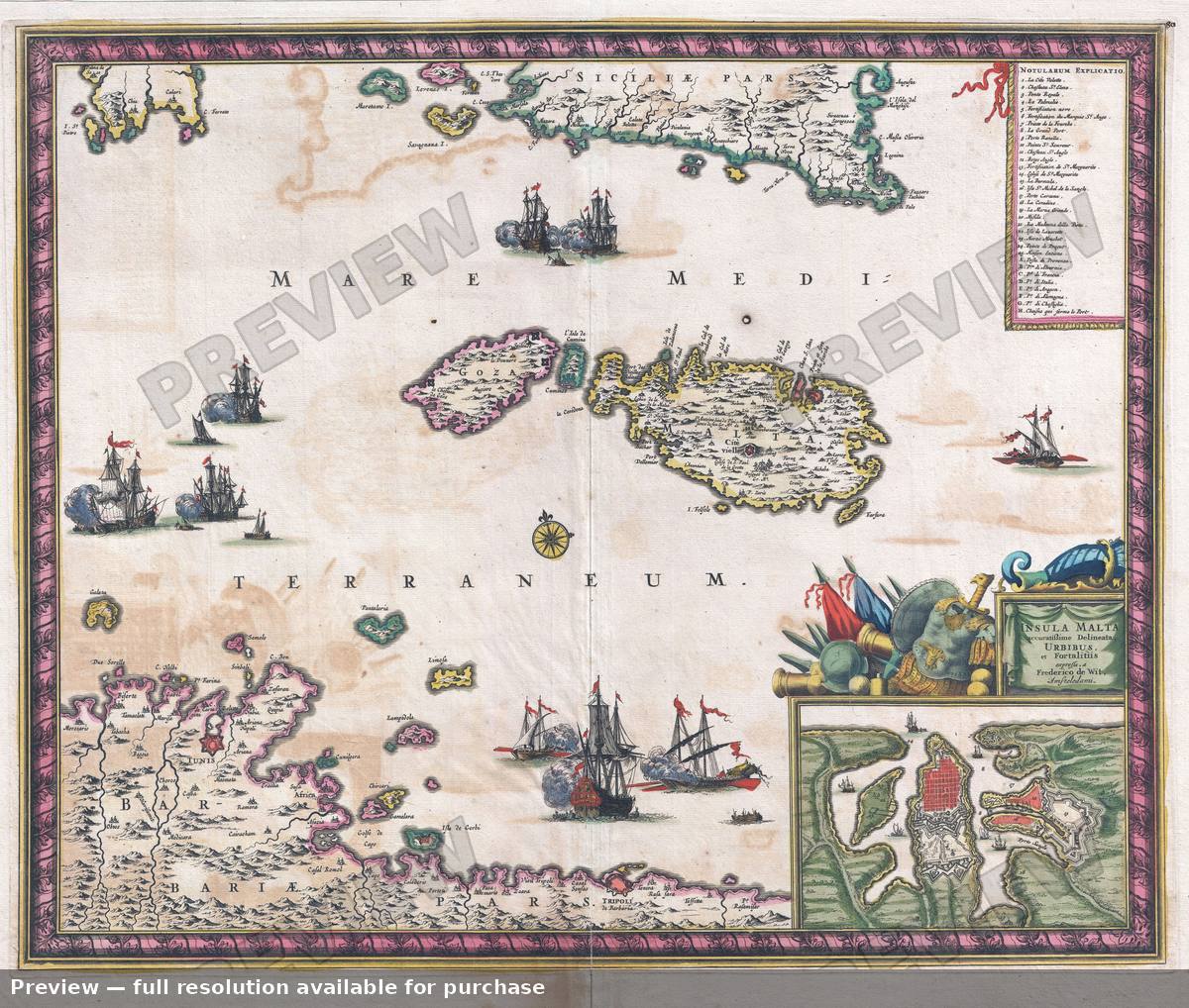 Antique map: Malta Goza, 1680