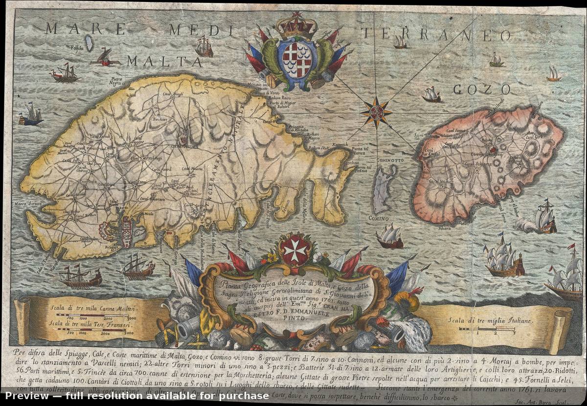Antique map: Malta Gozo, 1761, 1761
