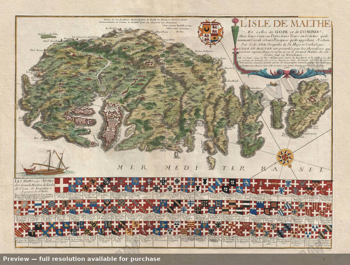 Antique map: Malta Gozo, 1722