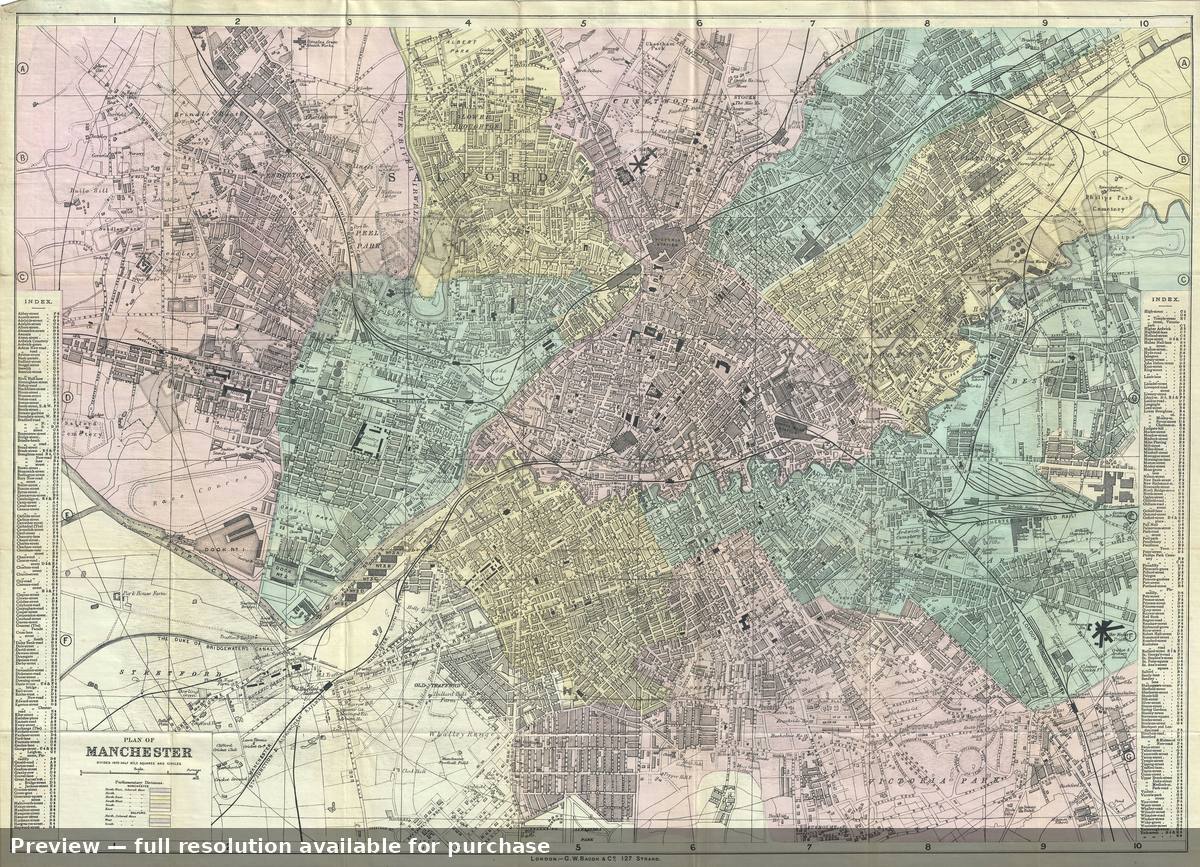 Antique map: Manchester, 1890, 1890
