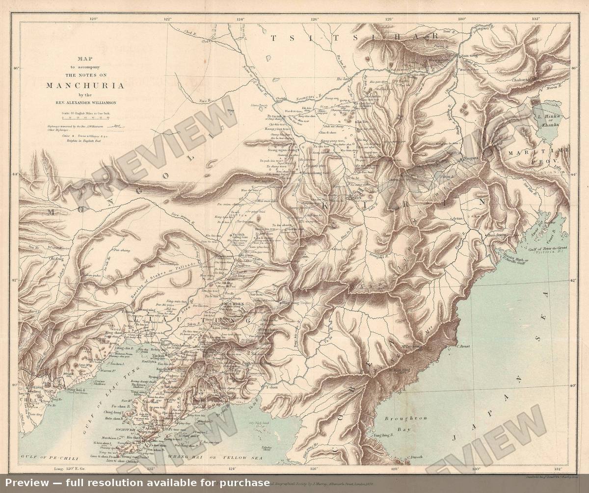 Antique map: Manchuria, 1870