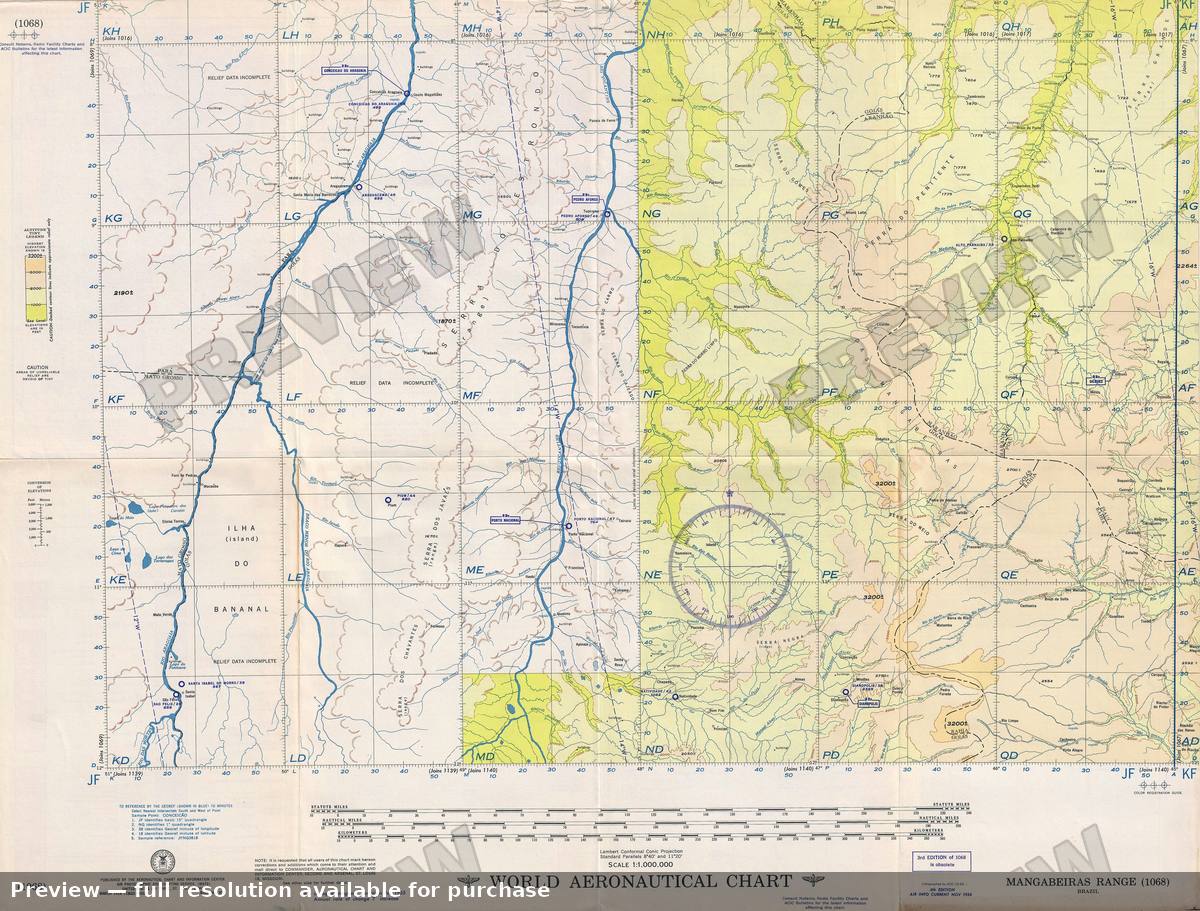 Antique map: Mangabeiras Range, 1956