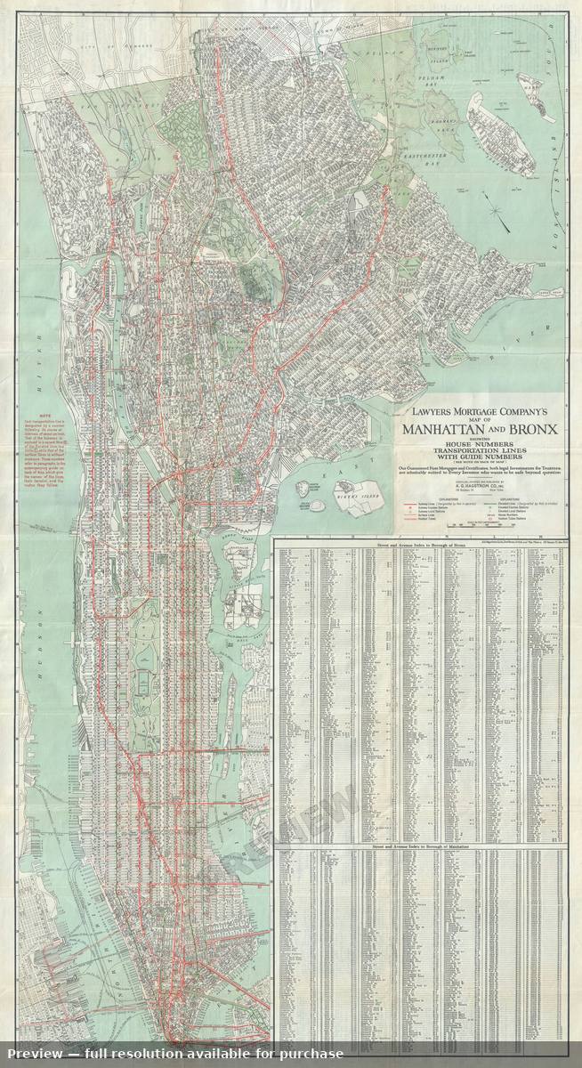 Antique map: Manhattan Bronx, 1922