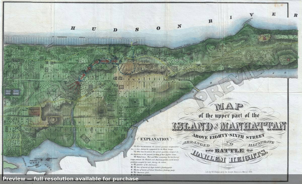Antique map: Manhattan Harlem Heights, 1868